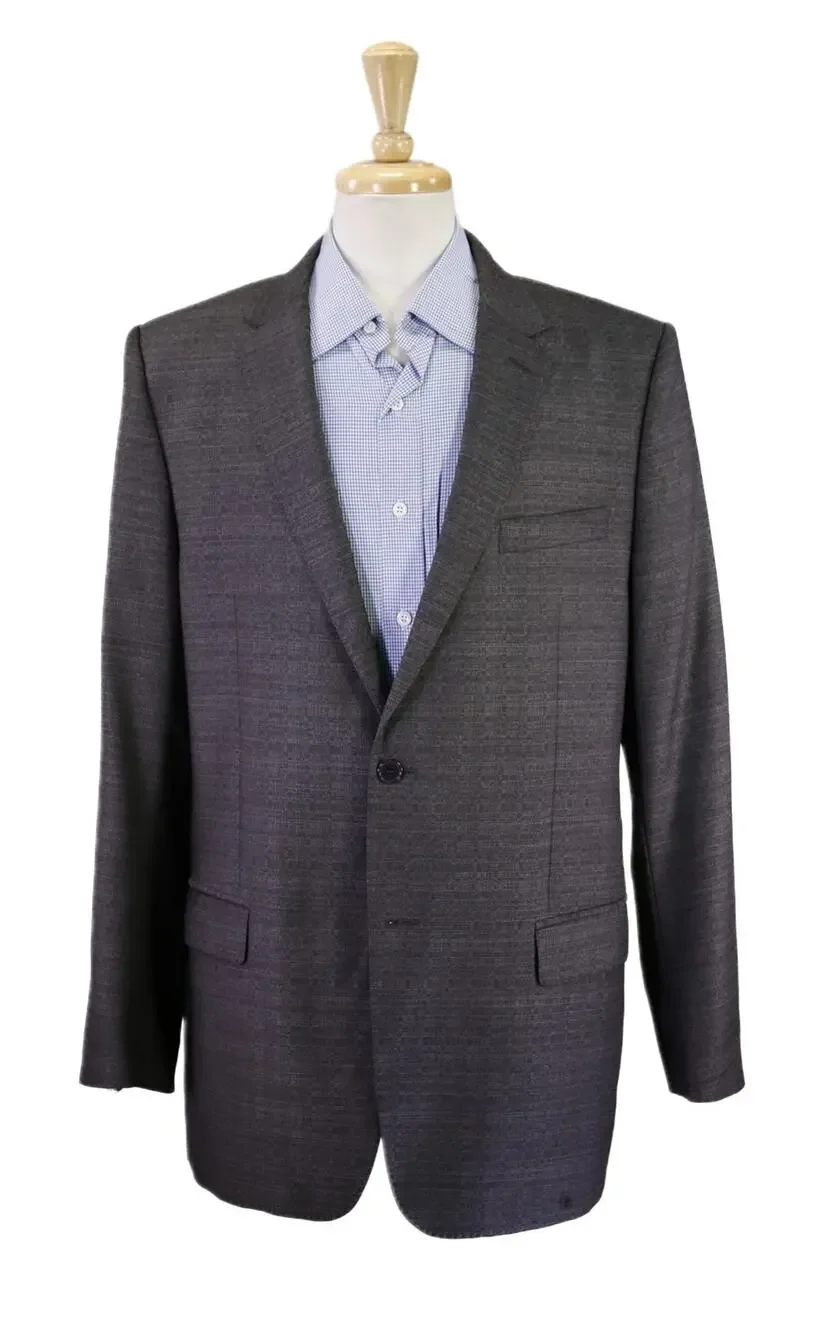 Versace Collection Recent Gray Check Wool Viscose 2Btn Slim Sportcoat Blazer 42L